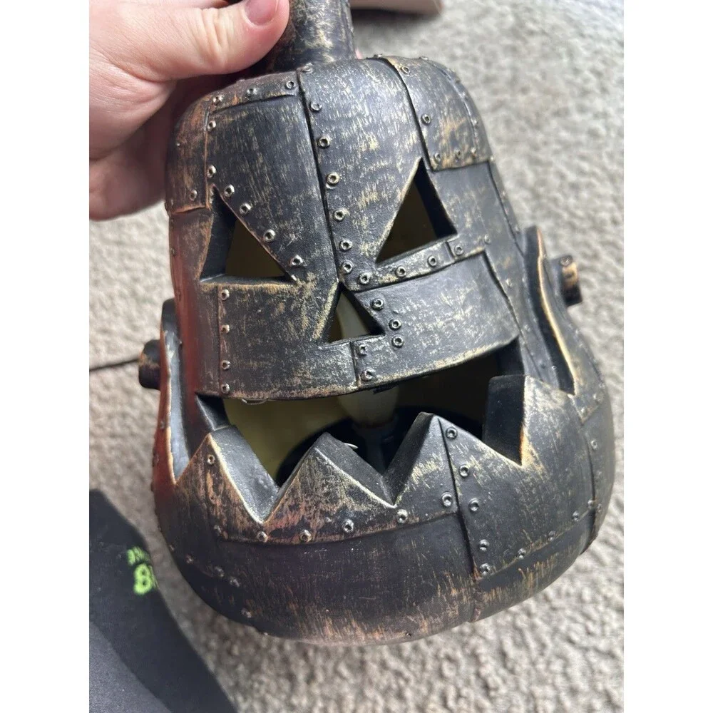 Steampunk Halloween Pumpkin Jack-O-Lantern Electric Light Plastic 9.5x 7.5”